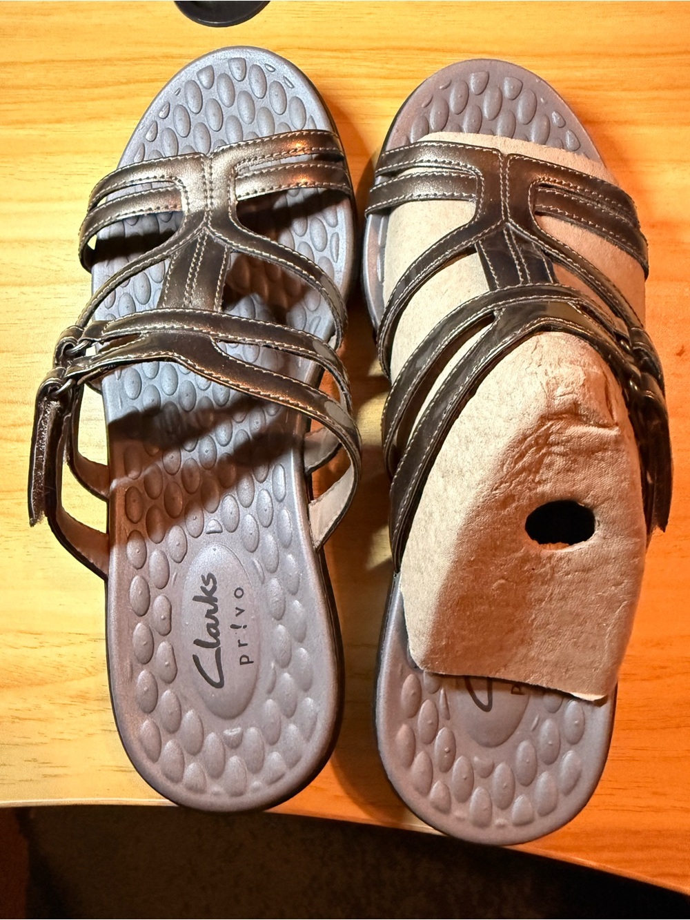 Clarks Privo Brown Strappy Slide Sandals